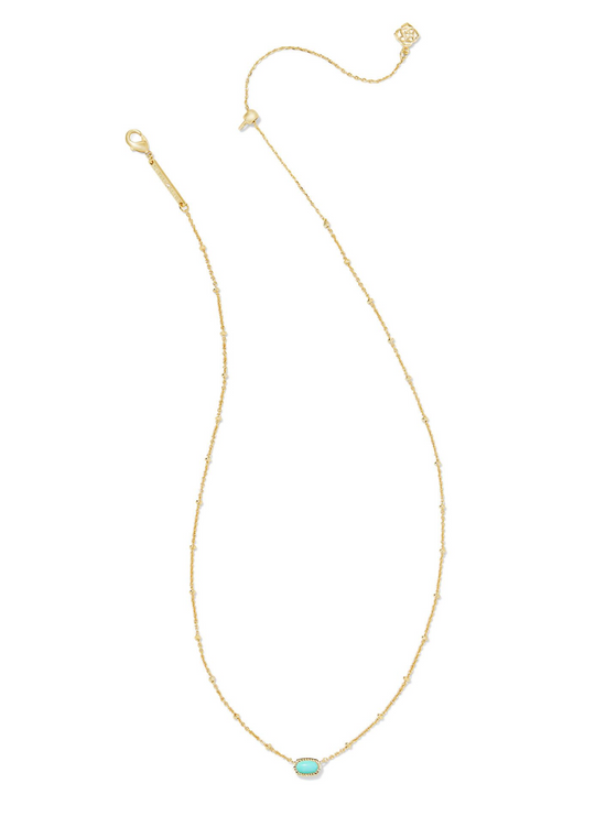 Mini Elisa Gold Satellite Short Pendant Necklace in Mint Magnesite | KENDRA SCOTT - The Street Boutique 