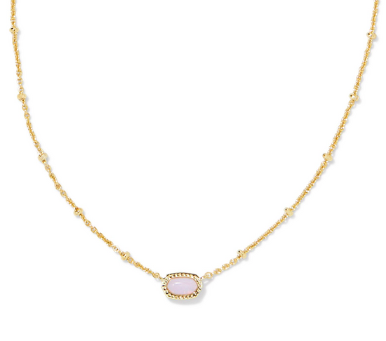 Mini Elisa Gold Satellite Short Pendant Necklace in Pink Opalite Crystal | KENDRA SCOTT - The Street Boutique 