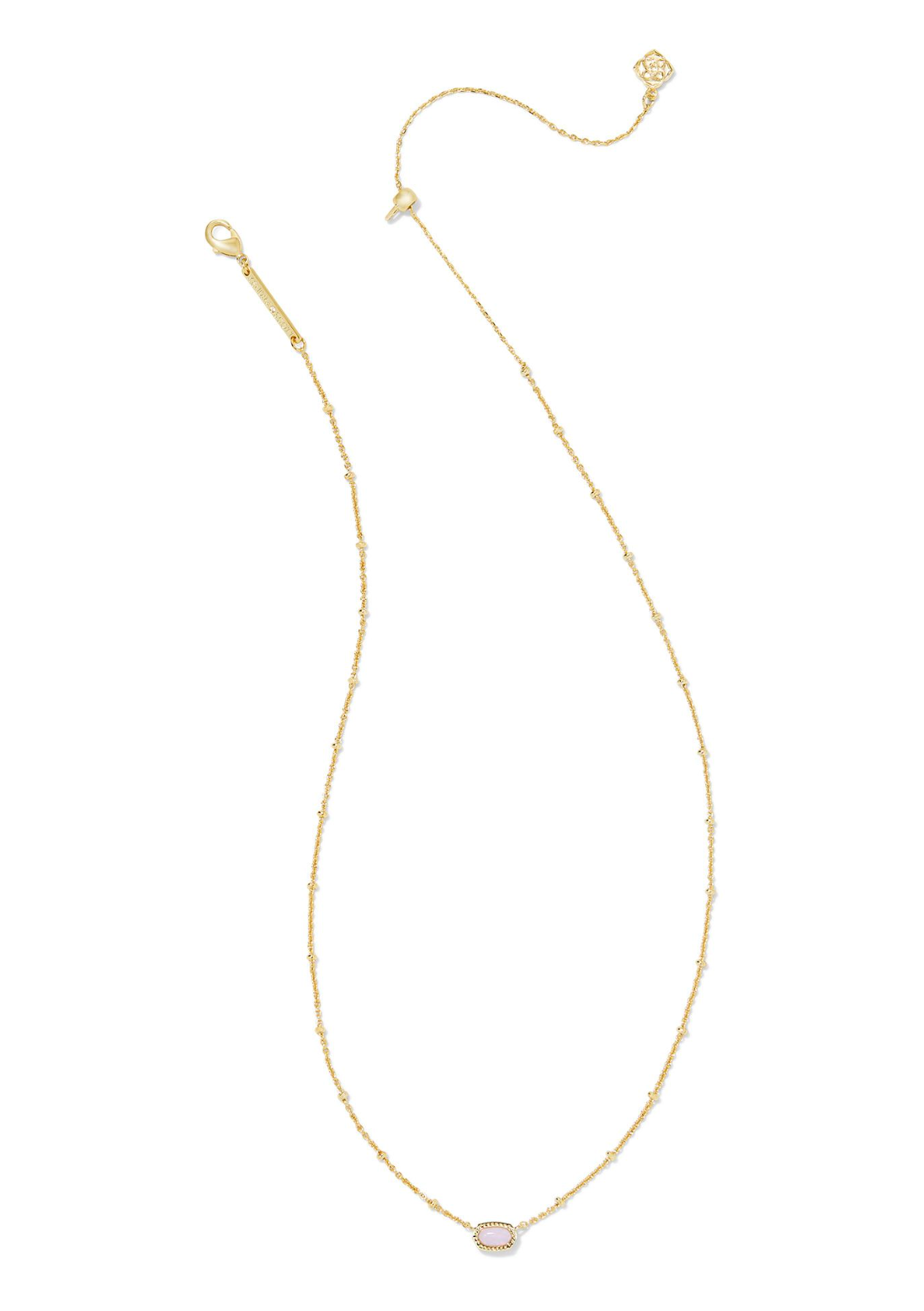 Mini Elisa Gold Satellite Short Pendant Necklace in Pink Opalite Crystal | KENDRA SCOTT - The Street Boutique 