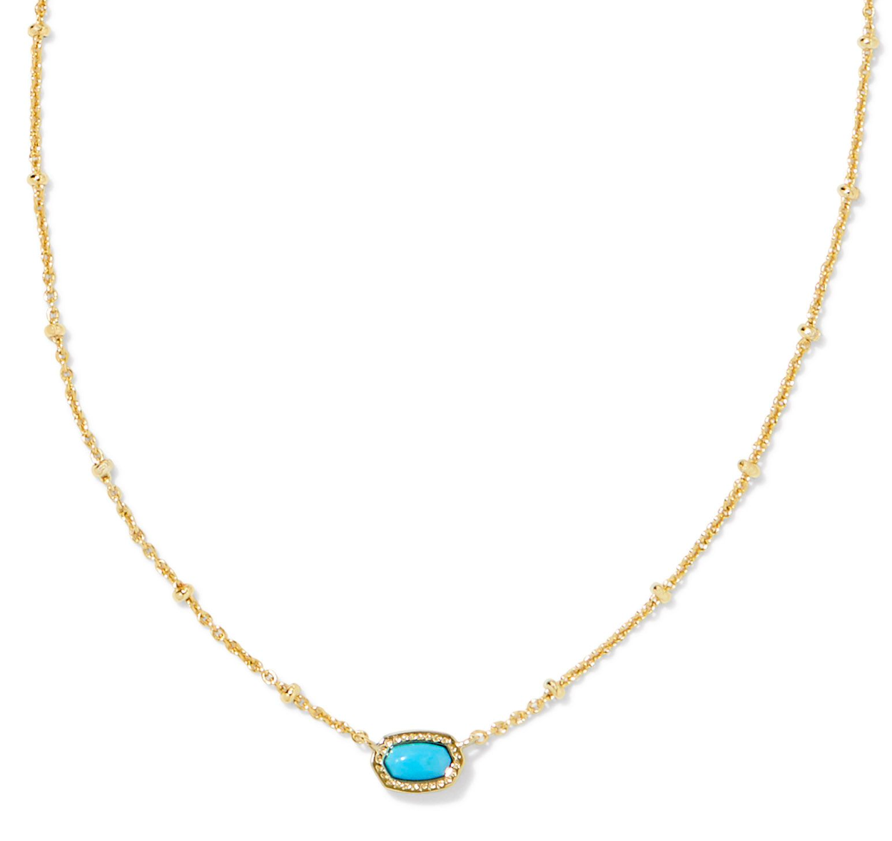 Mini Elisa Gold Satellite Short Pendant Necklace in Turquoise Magnesite | KENDRA SCOTT - The Street Boutique 