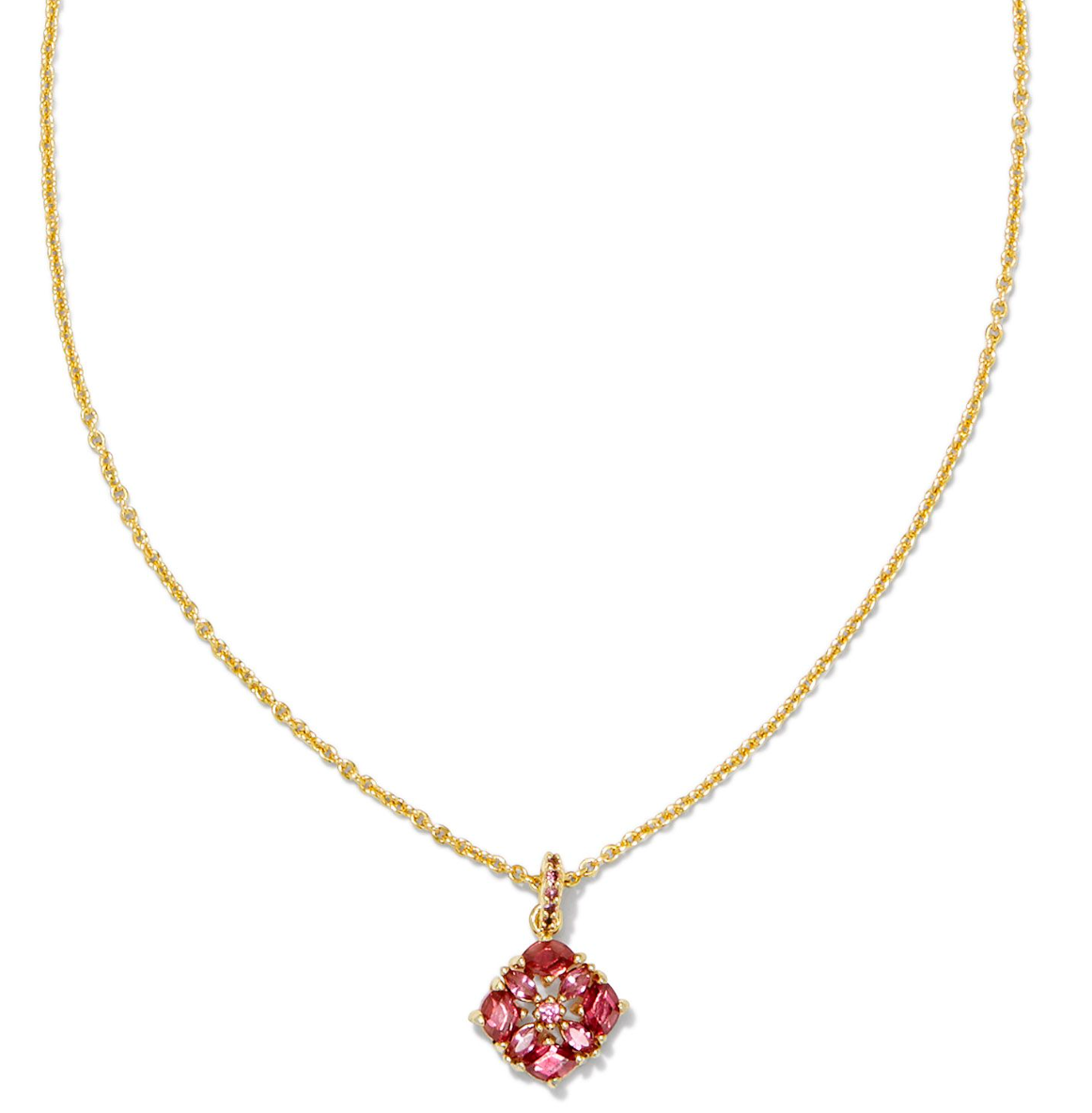Dira Gold Crystal Short Pendant Necklace in Pink Mix | Kendra Scott - The Street Boutique 