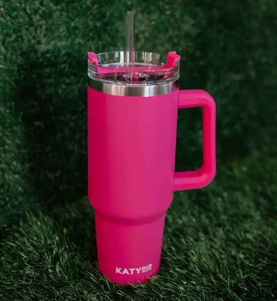 40oz Tumbler with Handle in Hot Pink - The Street Boutique 