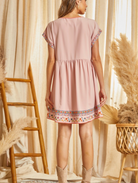 Embroidered Babydoll Dress in Mauve - The Street Boutique 