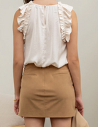 Sleeveless Ruffle Blouse in Champagne - The Street Boutique 