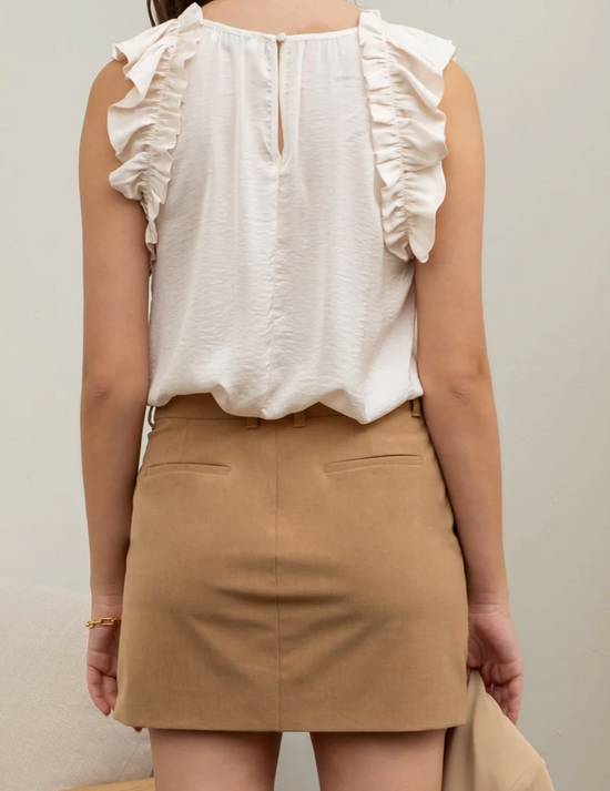 Sleeveless Ruffle Blouse in Champagne - The Street Boutique 