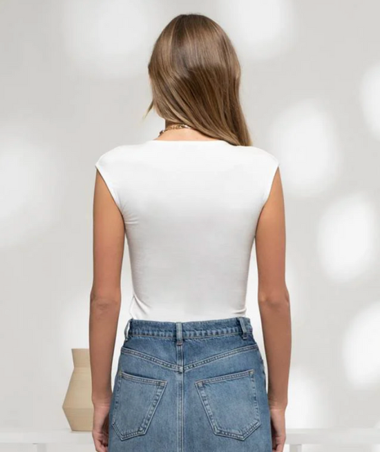 Sleeveless Knit Crop Top in White - The Street Boutique 