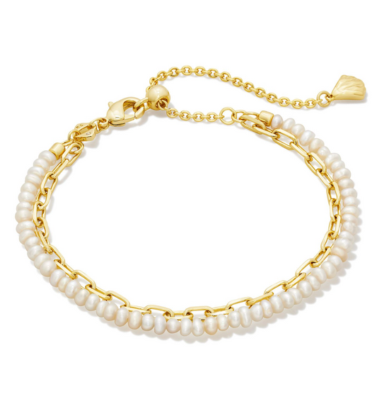 Lolo Gold Multi Strand Bracelet in White Pearl | KENDRA SCOTT