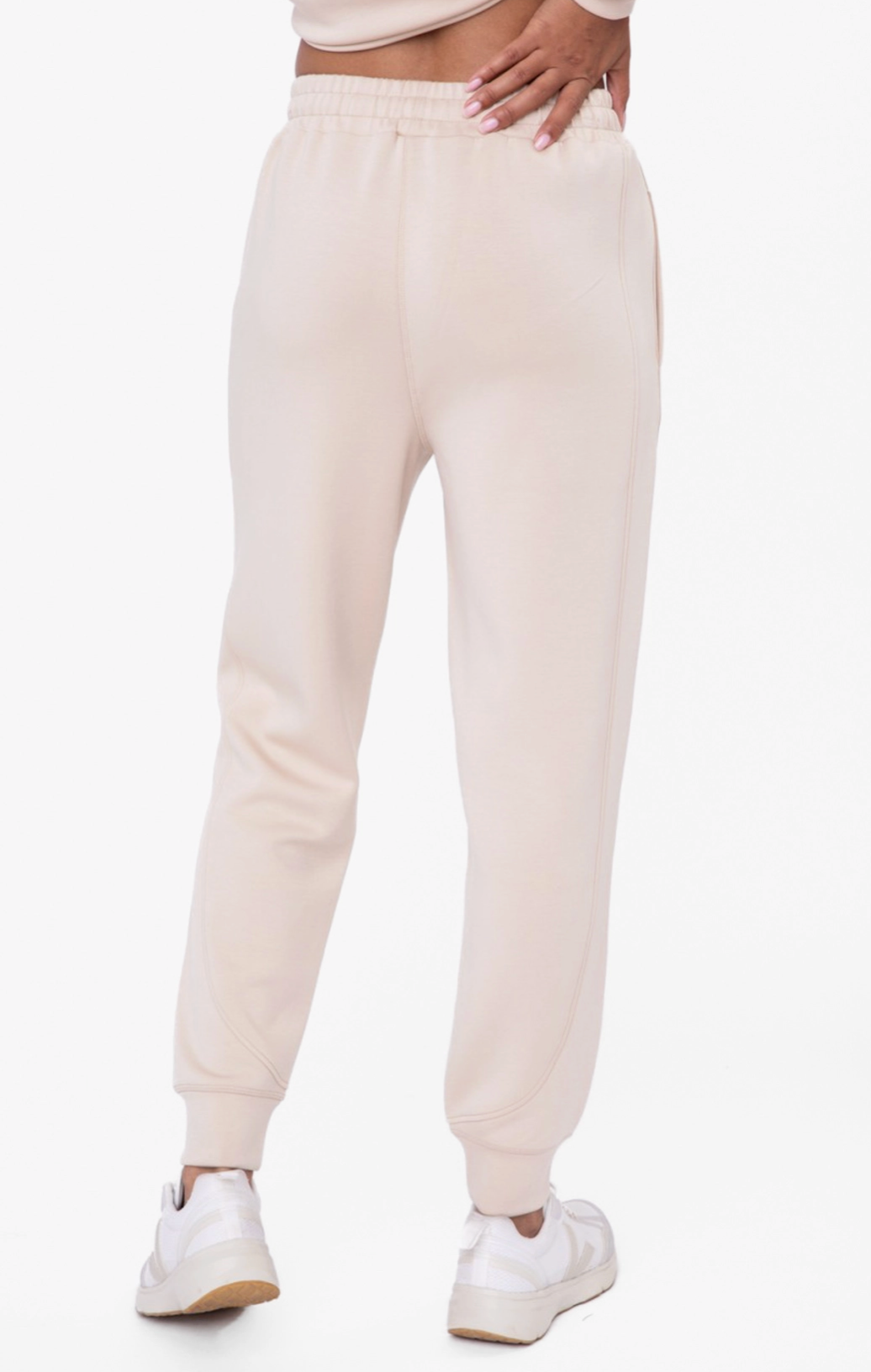 Elevated Contrast Seam Joggers in Natural - The Street Boutique 