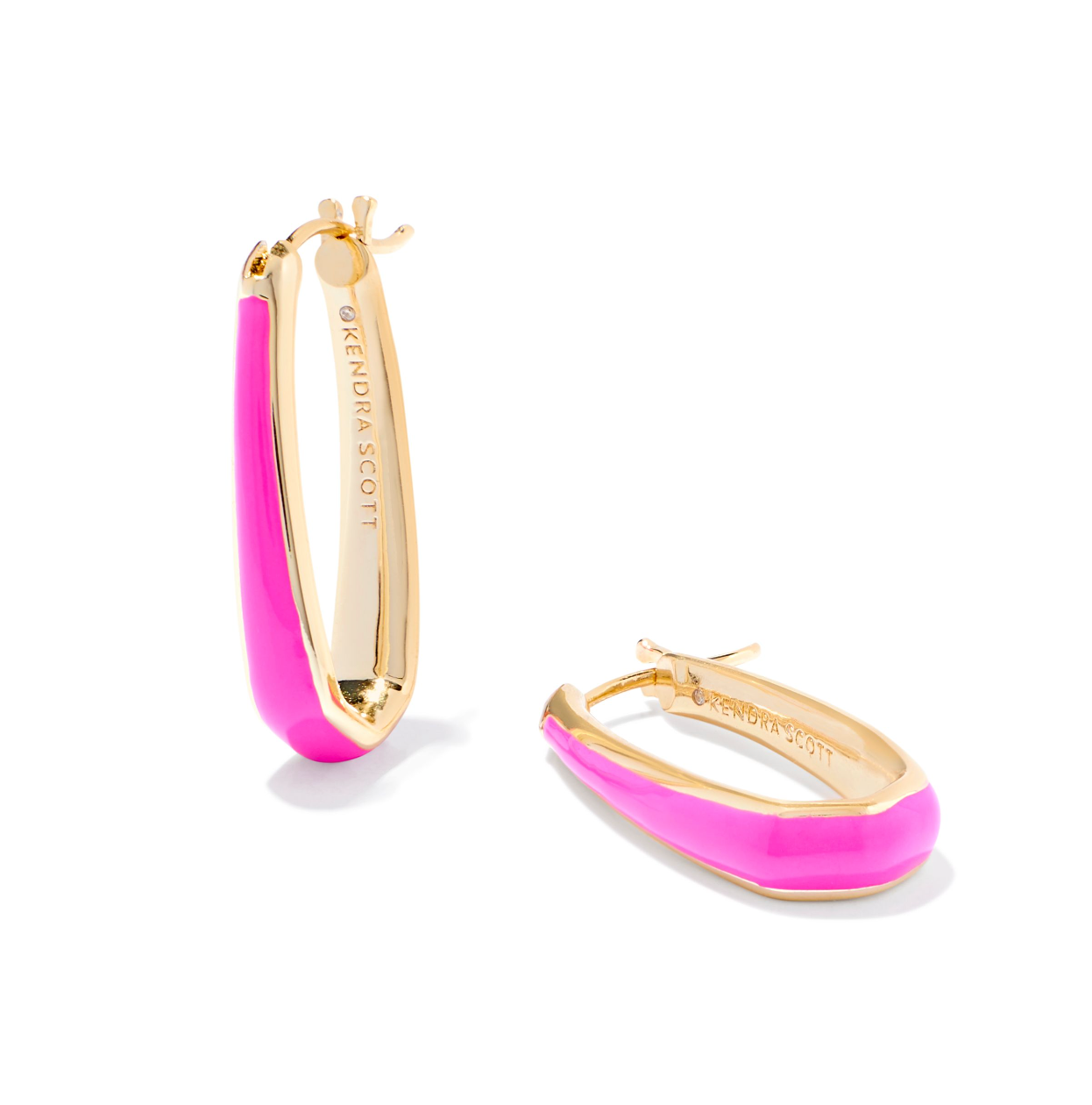 Kelsey Gold Hoop Earrings in Pink Enamel | KENDRA SCOTT