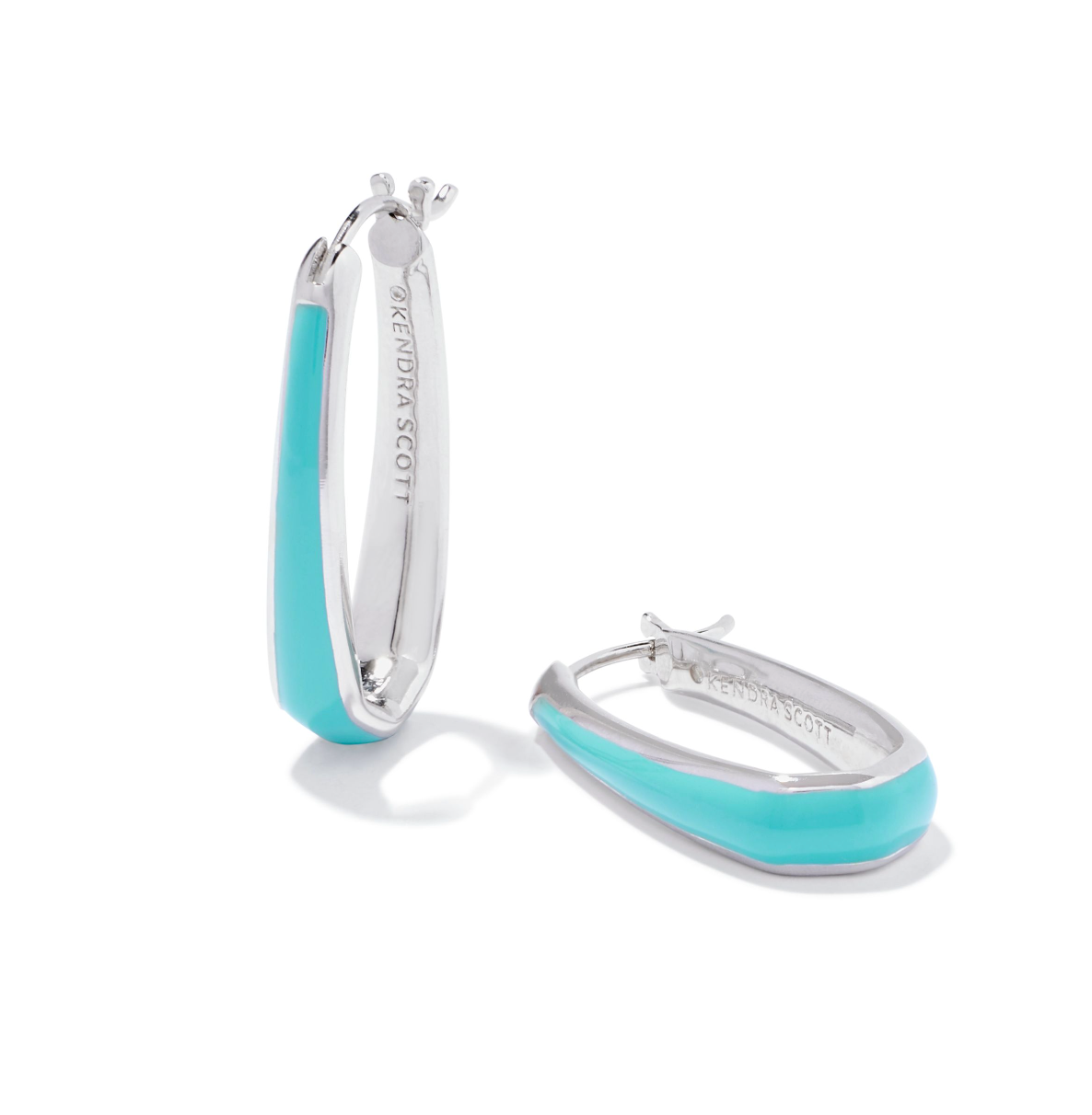 Kelsey Silver Hoop Earrings in Turquoise Enamel | KENDRA SCOTT - The Street Boutique 