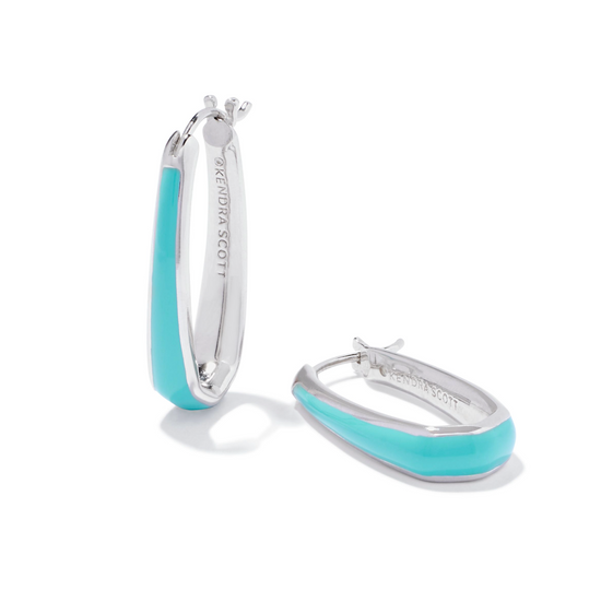 Kelsey Silver Hoop Earrings in Turquoise Enamel | KENDRA SCOTT