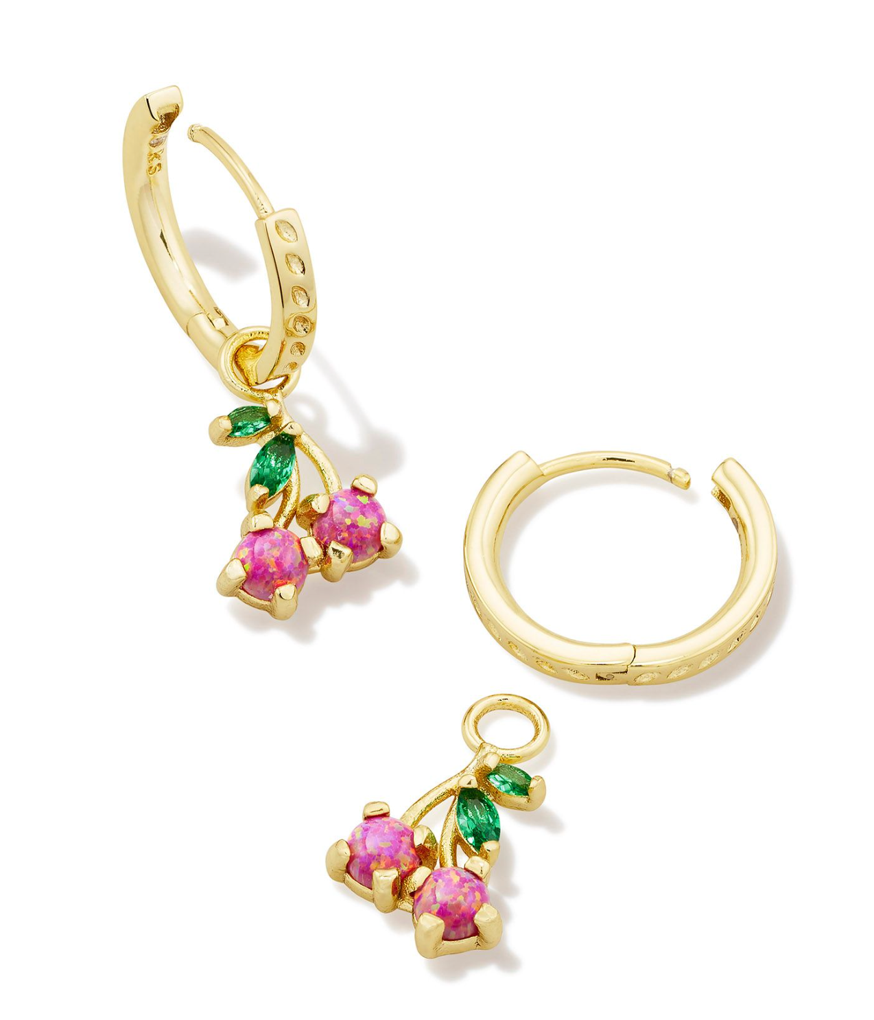 Cherry Gold Huggie Earrings in Berry Kyocera Opal | KENDRA SCOTT - The Street Boutique 