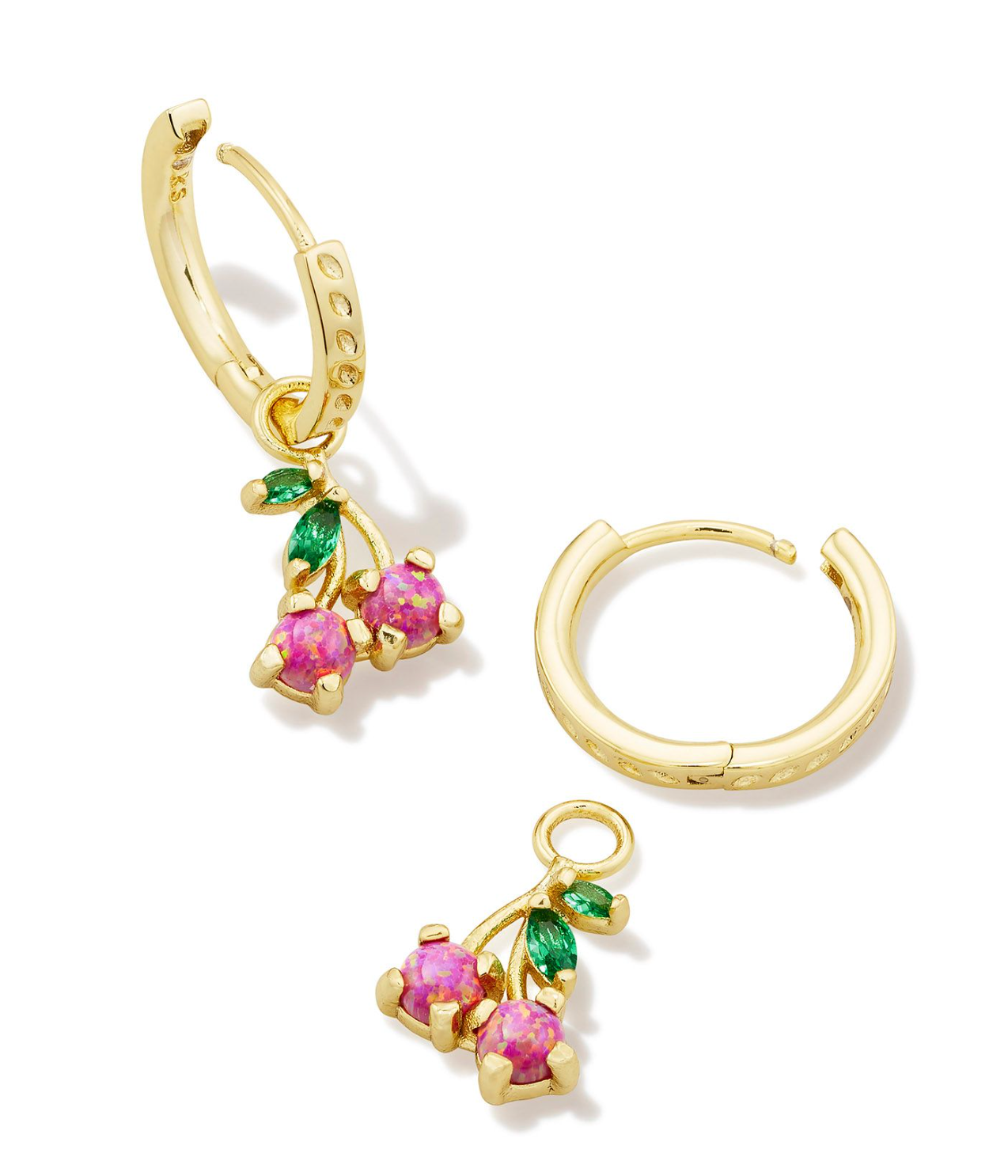 Cherry Gold Huggie Earrings in Berry Kyocera Opal | KENDRA SCOTT