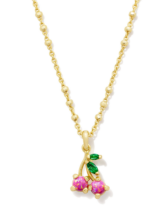 Cherry Gold Short Pendant Necklace in Berry Kyocera Opal | KENDRA SCOTT