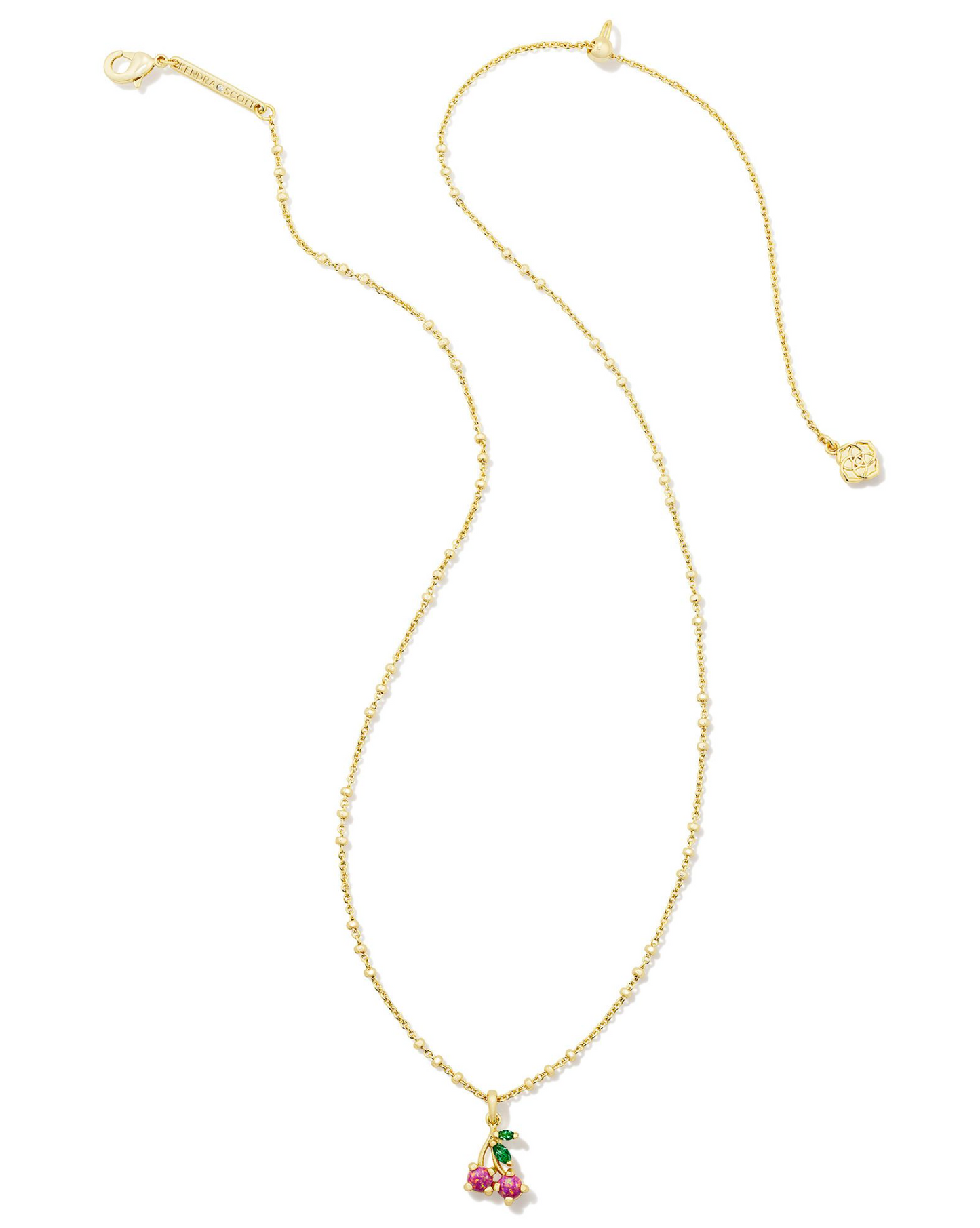 Cherry Gold Short Pendant Necklace in Berry Kyocera Opal | KENDRA SCOTT