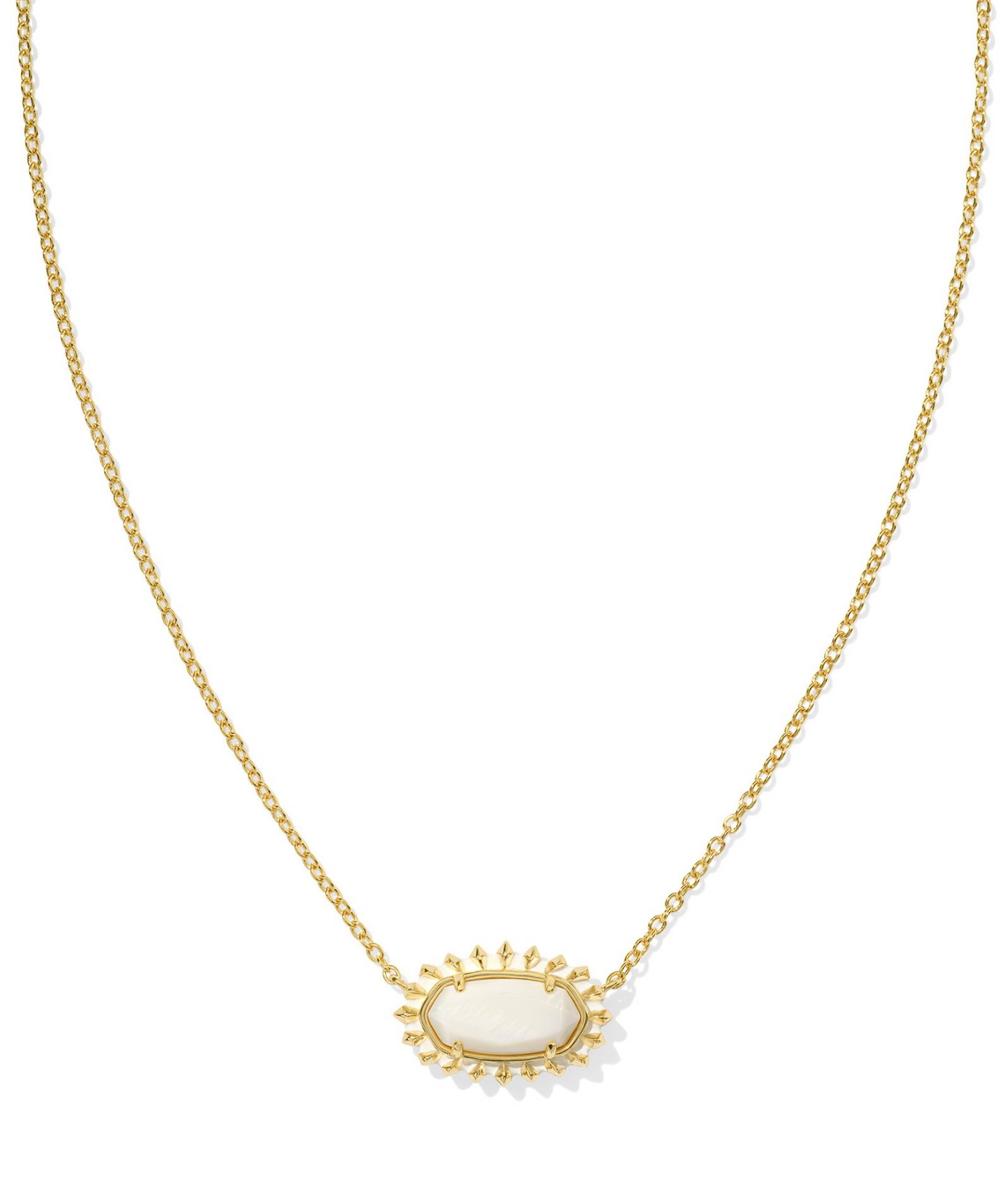 Elisa Gold Color Burst Frame Short Pendant Necklace in White Mother-of-Pearl | KENDRA SCOTT