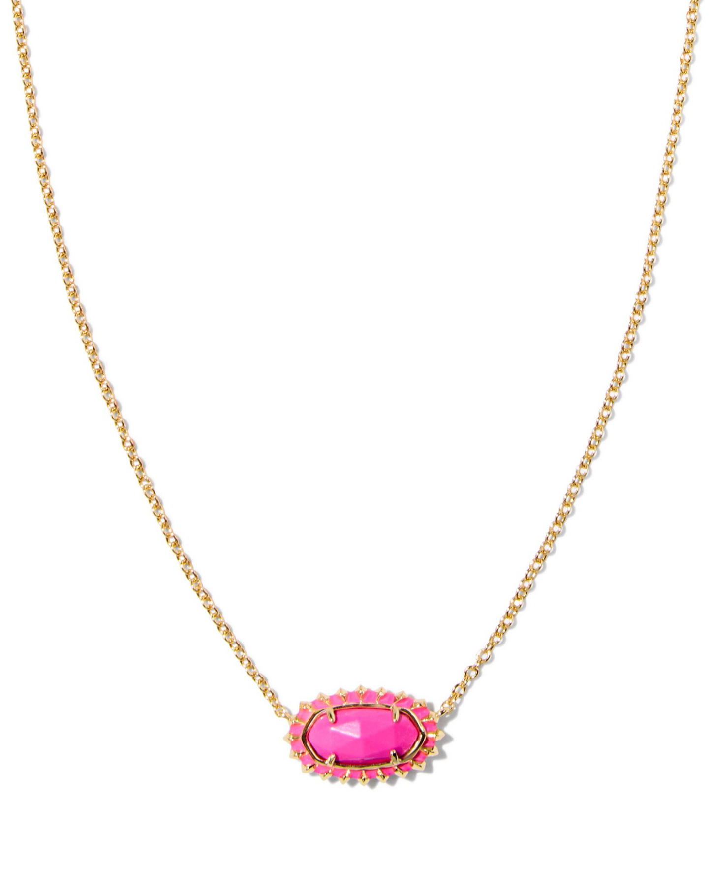 Elisa Gold Color Burst Frame Short Pendant Necklace in Neon Pink Magnesite | KENDRA SCOTT