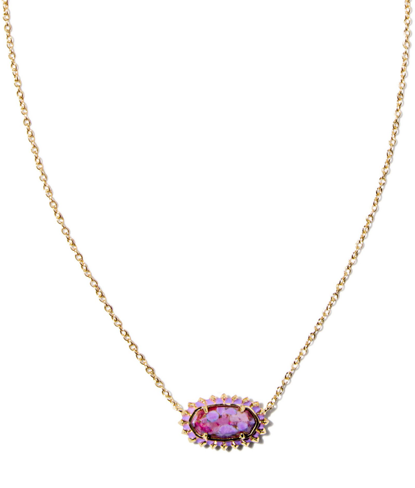 Elisa Gold Color Burst Frame Short Pendant Necklace in Bronze Veined Violet Magnesite | KENDRA SCOTT