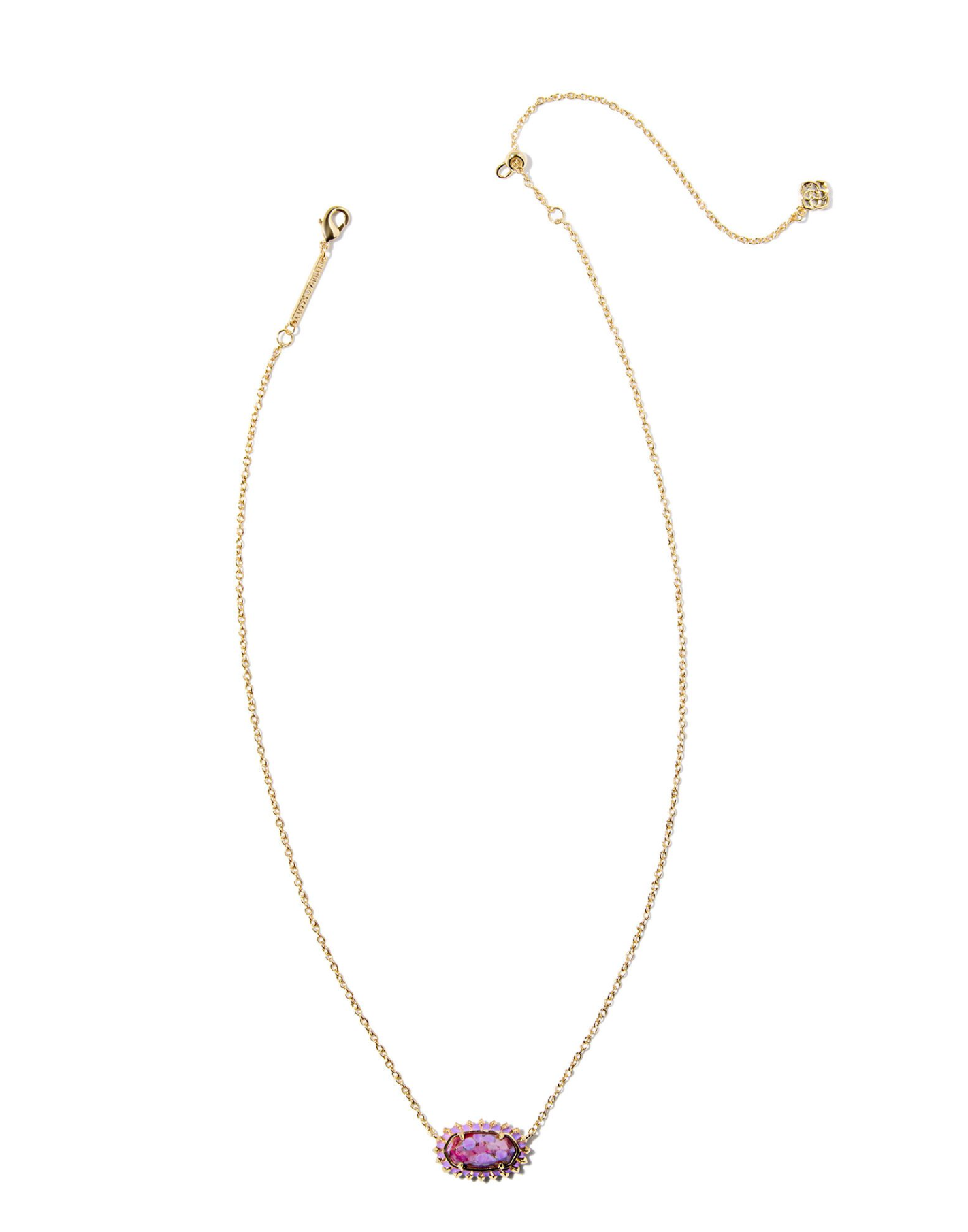 Elisa Gold Color Burst Frame Short Pendant Necklace in Bronze Veined Violet Magnesite | KENDRA SCOTT - The Street Boutique 