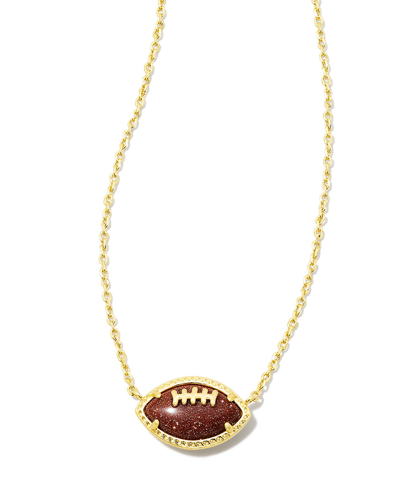 Football Gold Short Pendant Necklace in Orange Goldstone | KENDRA SCOTT - The Street Boutique 