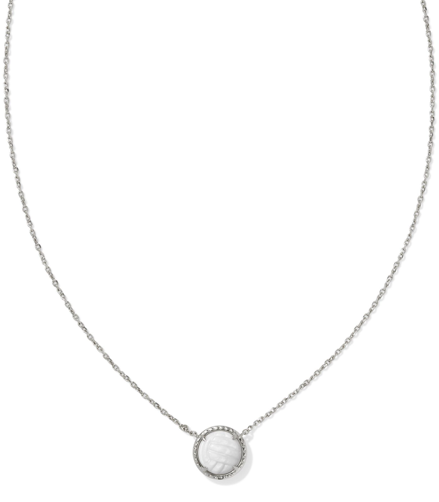 Volleyball Silver Short Pendant Necklace in White Mother-of-Pearl | KENDRA SCOTT - The Street Boutique 