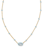 Mini Elisa Gold Enamel Frame Short Pendant Necklace in Periwinkle Illusion | KENDRA SCOTT - The Street Boutique 