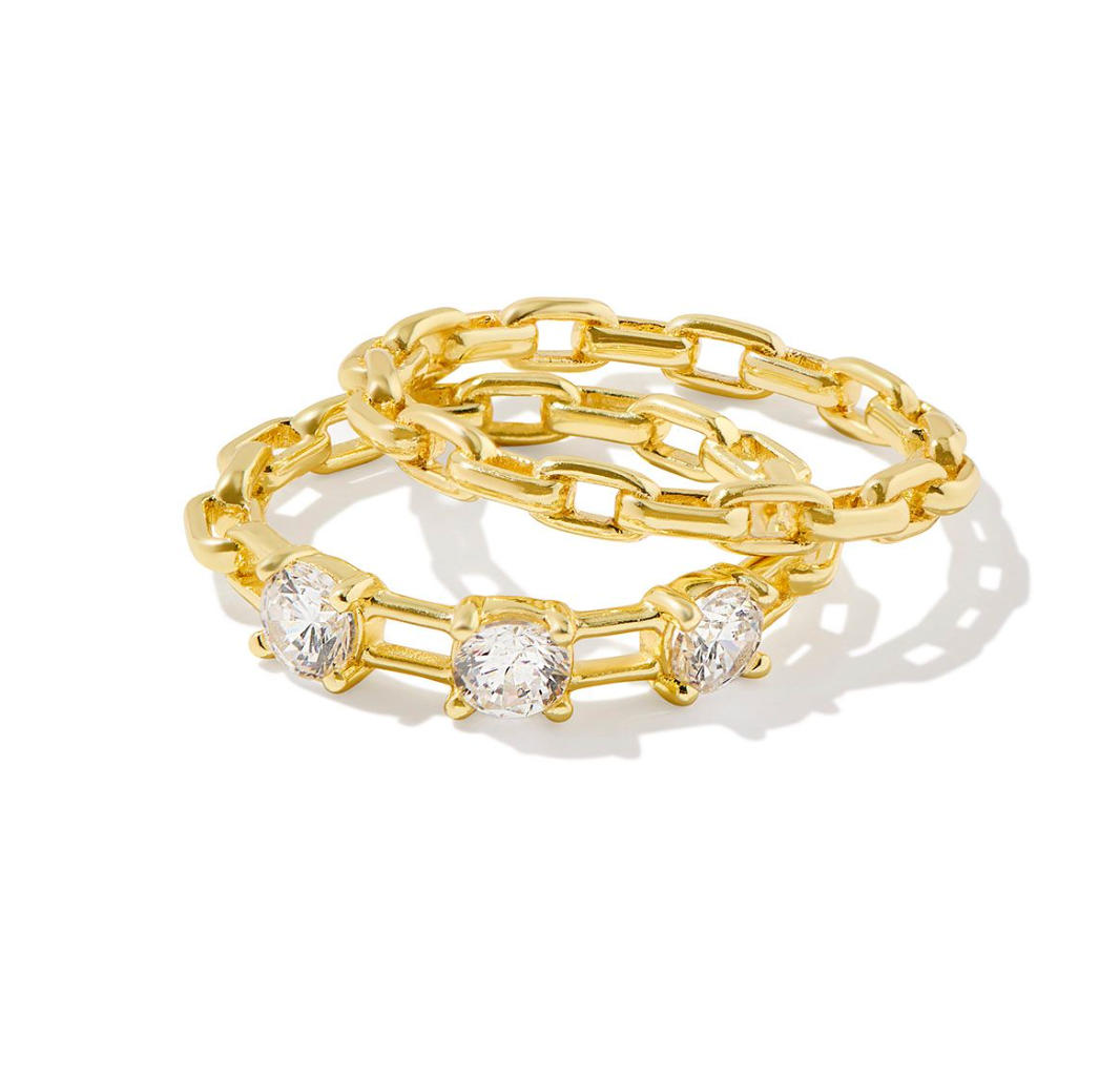 Lexi Gold Ring Set in White Crystal | KENDRA SCOTT - The Street Boutique 