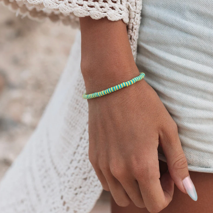 PURAVIDA Stretch Bracelet in Sunbleached Aqua Seascape - The Street Boutique 