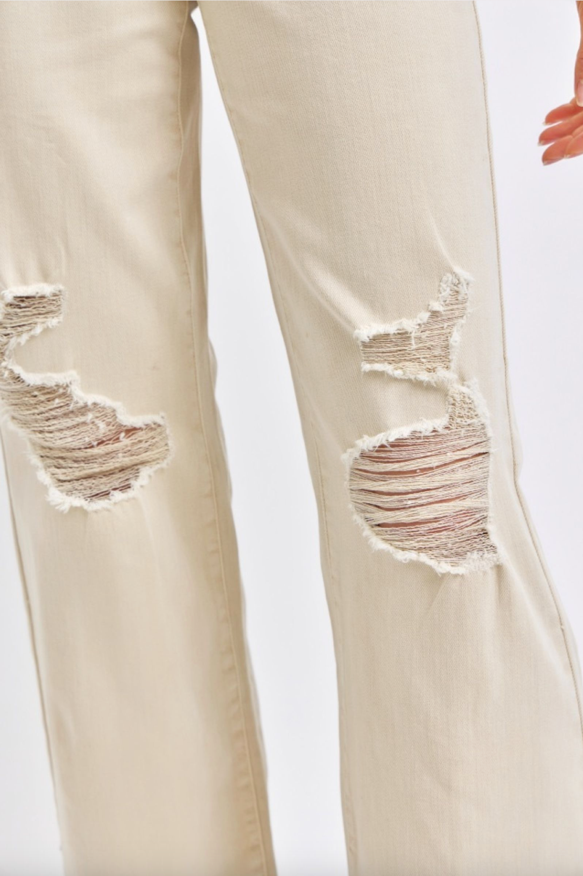 Judy Blue High Waist Bone Distressed 90s Straight Jeans - The Street Boutique 