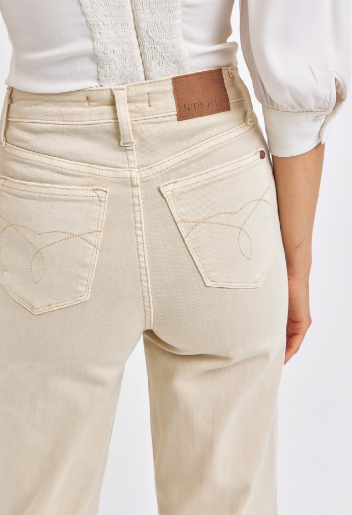 Judy Blue High Waist Bone Distressed 90s Straight Jeans - The Street Boutique 