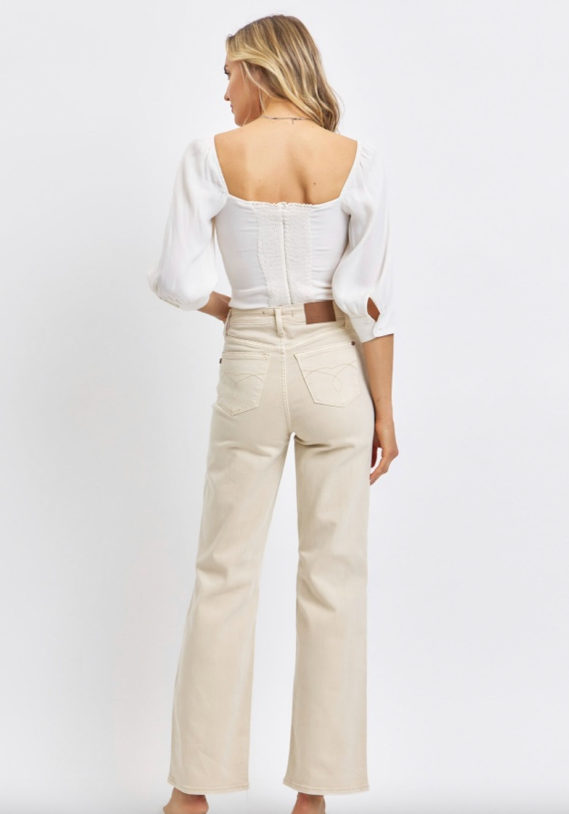 Judy Blue High Waist Bone Distressed 90s Straight Jeans - The Street Boutique 