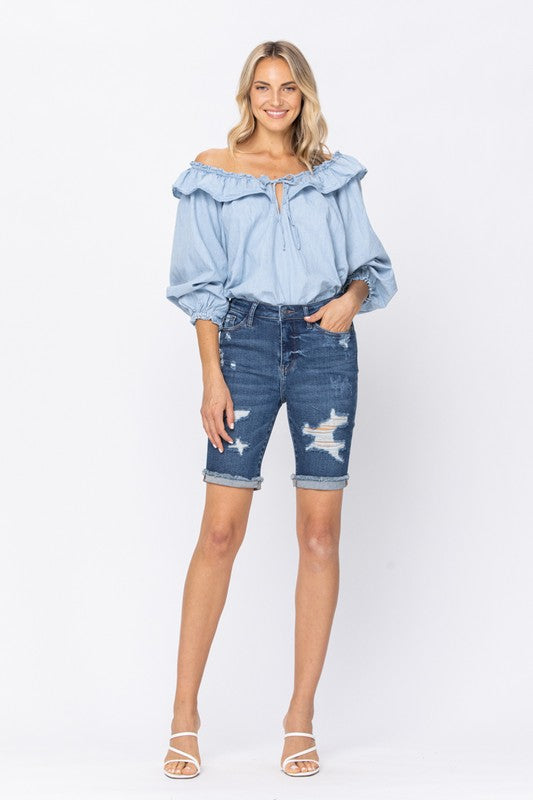 Judy Blue Distressed Bermuda Shorts - The Street Boutique 