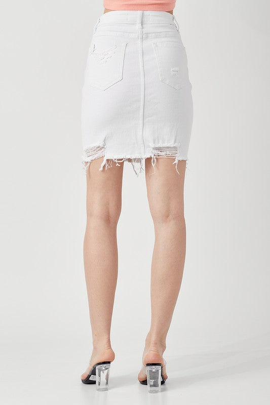RISEN High Rise White Pencil Mini Skirt - The Street Boutique 