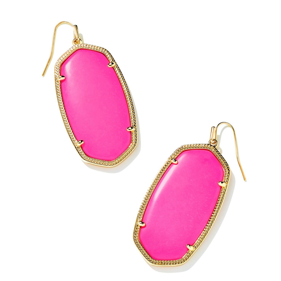 Load image into Gallery viewer, KENDRA SCOTT Danielle Statement Earrings in Gold Neon Pink - The Street Boutique 

