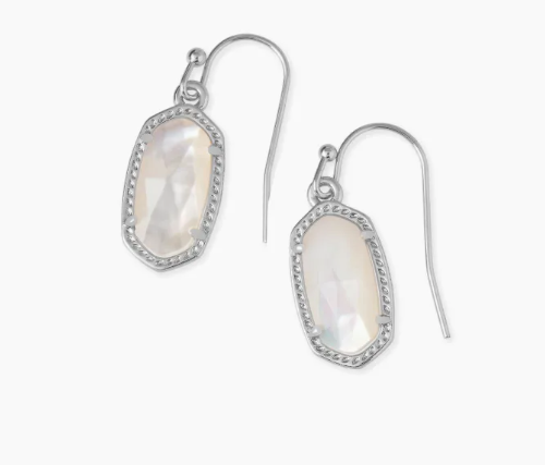 KENDRA SCOTT Lee Drop Silver Earrings in Ivory Mother-of-Pearl - The Street Boutique 