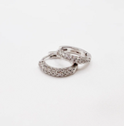 Glisten Pave Silver White Gold Filled Huggie Hoops Earrings - The Street Boutique 