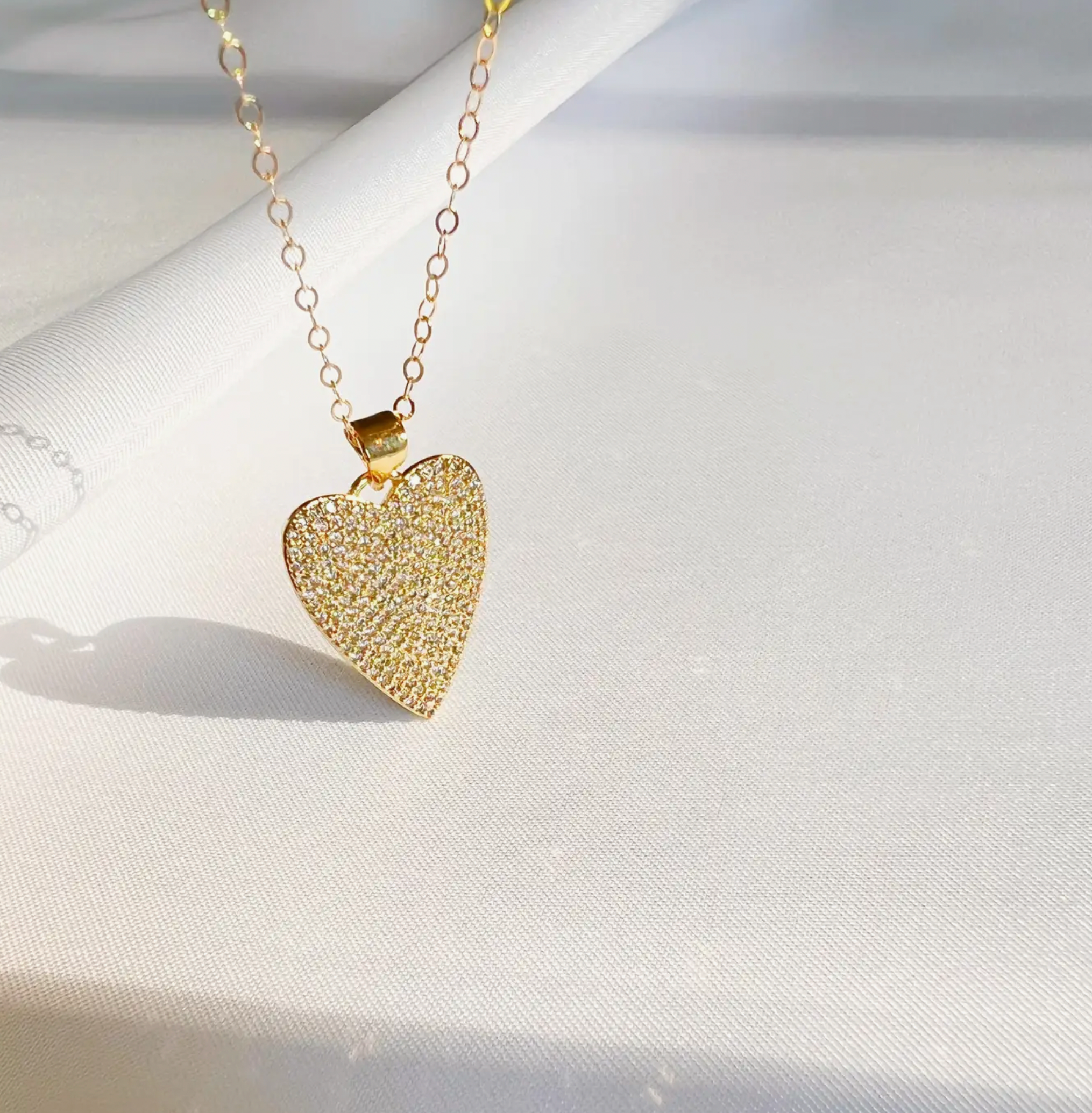 One Love Heart CZ Necklace Gold Filled - The Street Boutique 