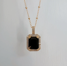 Revel Black Crystal Necklace Satellite Chain Gold Filled - The Street Boutique 