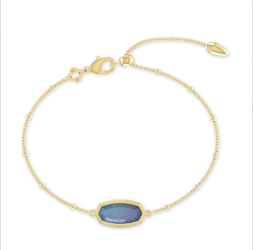 KENDRA SCOTT Framed Elaina Delicate Chain Bracelet in Gold Dark Blue Mother of Pearl - The Street Boutique 