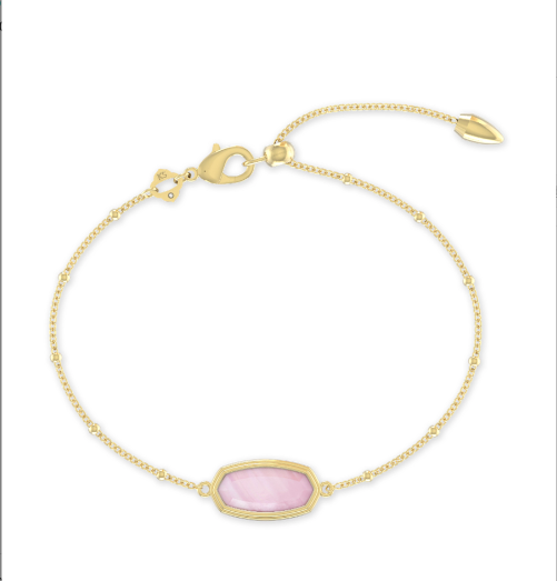 KENDRA SCOTT Framed Elaina Delicate Chain Bracelet in Gold Peony Mother of Pearl - The Street Boutique 