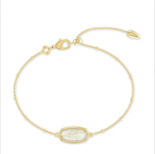 Load image into Gallery viewer, KENDRA SCOTT Framed Elaina Delicate Chain Bracelet in Gold White Mosiac Glass - The Street Boutique 
