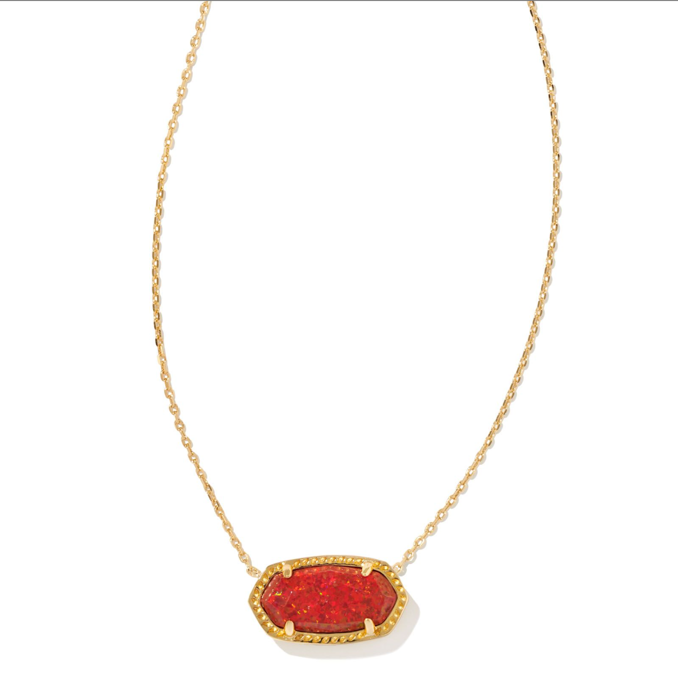 KENDRA SCOTT Elisa Short Pendant Necklace in Gold Red Kyocera Opal - The Street Boutique 