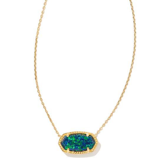 KENDRA SCOTT Elisa Short Pendant Necklace in Gold Night Opal - The Street Boutique 