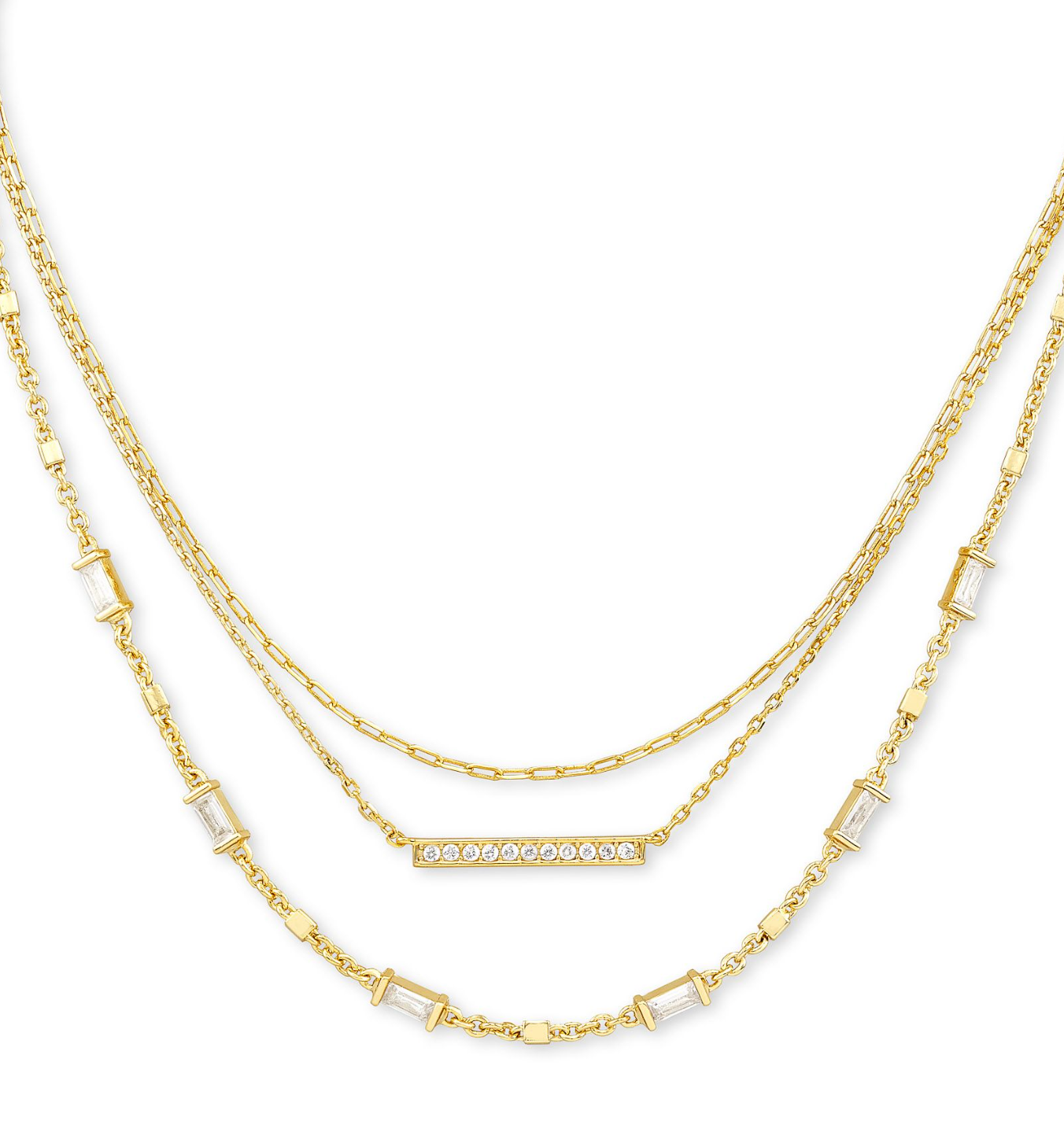 KENDRA SCOTT Addison Tripple Strand Necklace in Gold - The Street Boutique 