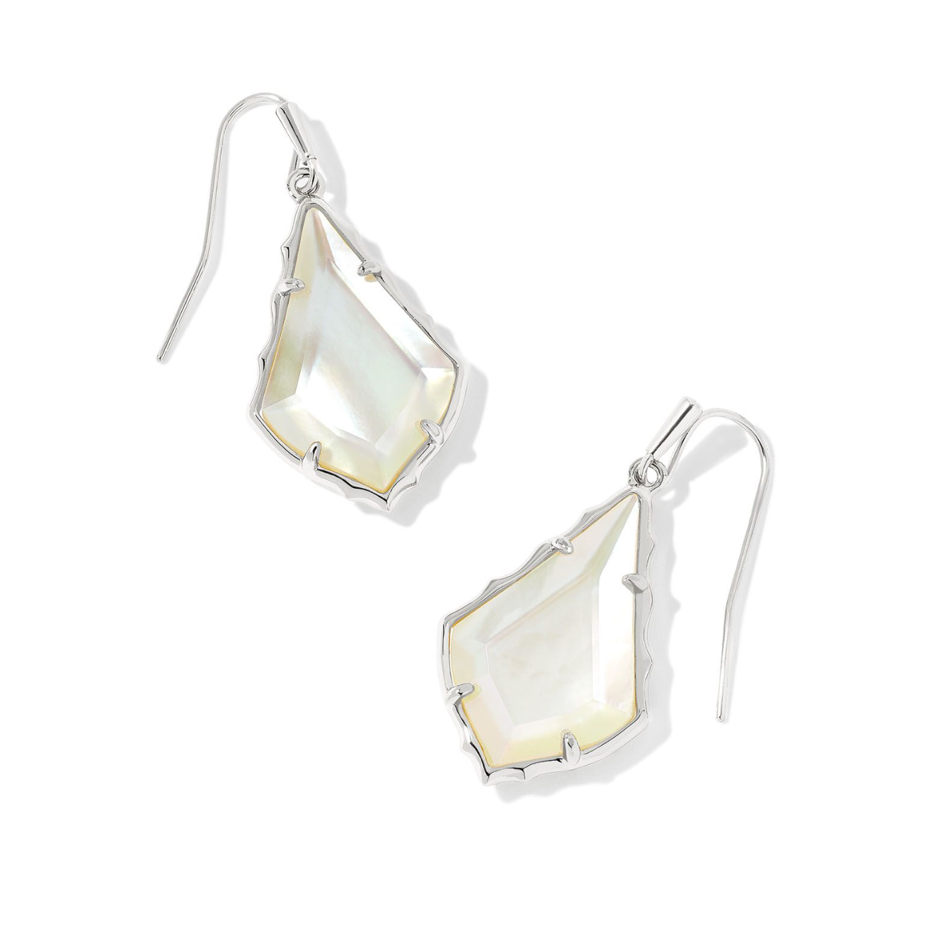 Load image into Gallery viewer, KENDRA SCOTT Small Faceted Alex Silver Drop Earrings in Ivory Illusion - The Street Boutique 
