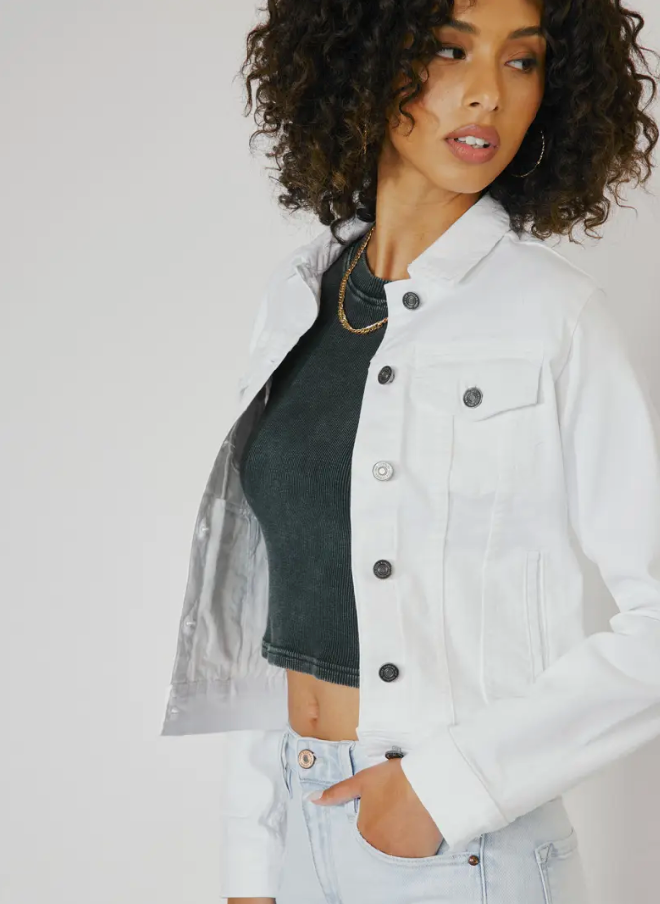 Kan Can White Denim Jacket - The Street Boutique 
