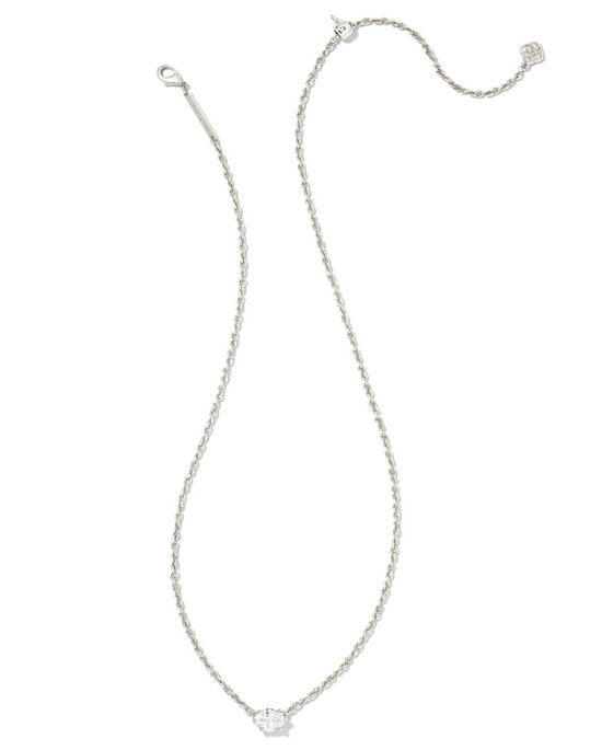 KENDRA SCOTT Cailin Silver Pendant Necklace in White Crystal - The Street Boutique 