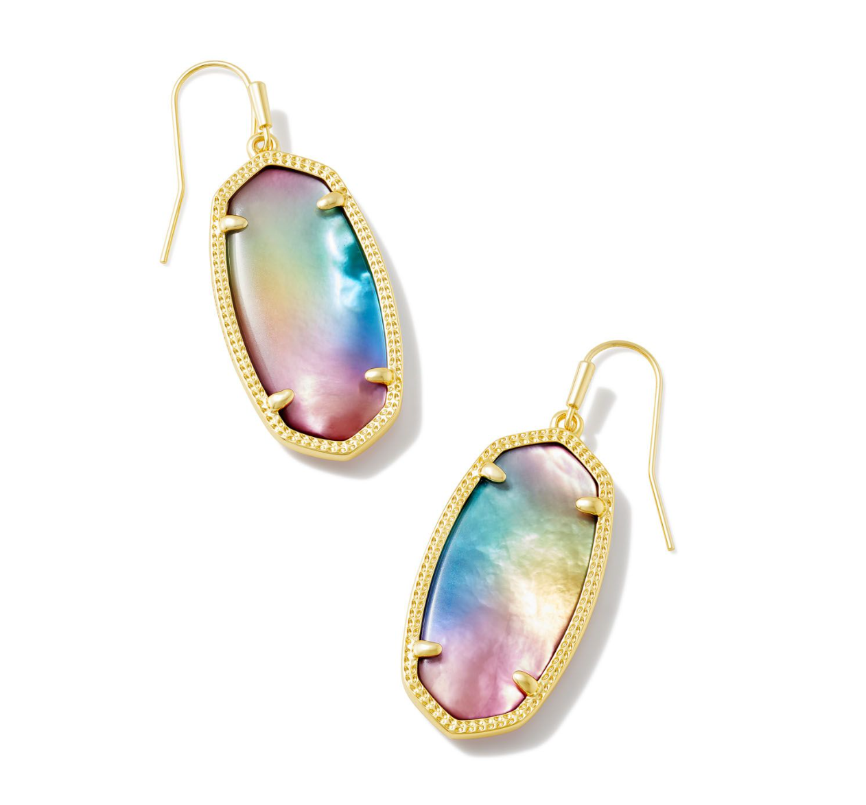 KENDRA SCOTT Elle Gold Drop Earrings in Yellow Watercolor Illusion - The Street Boutique 