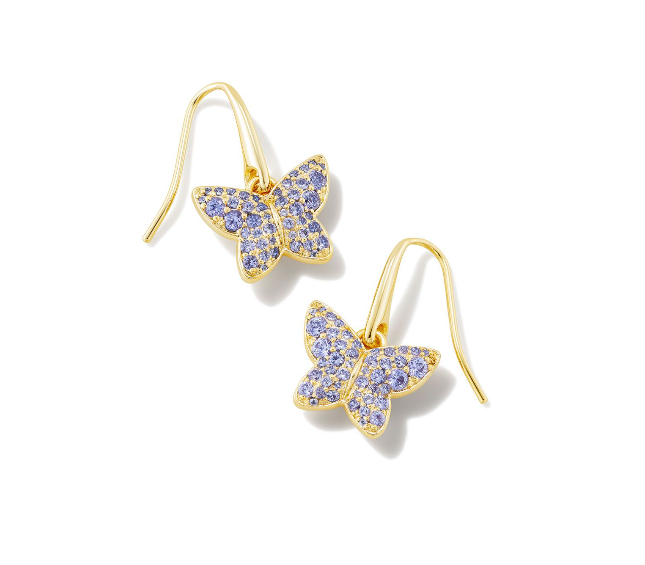 Load image into Gallery viewer, KENDRA SCOTT Lillia Crystal Butterfly Gold Drop Earrings in Violet Crystal - The Street Boutique 
