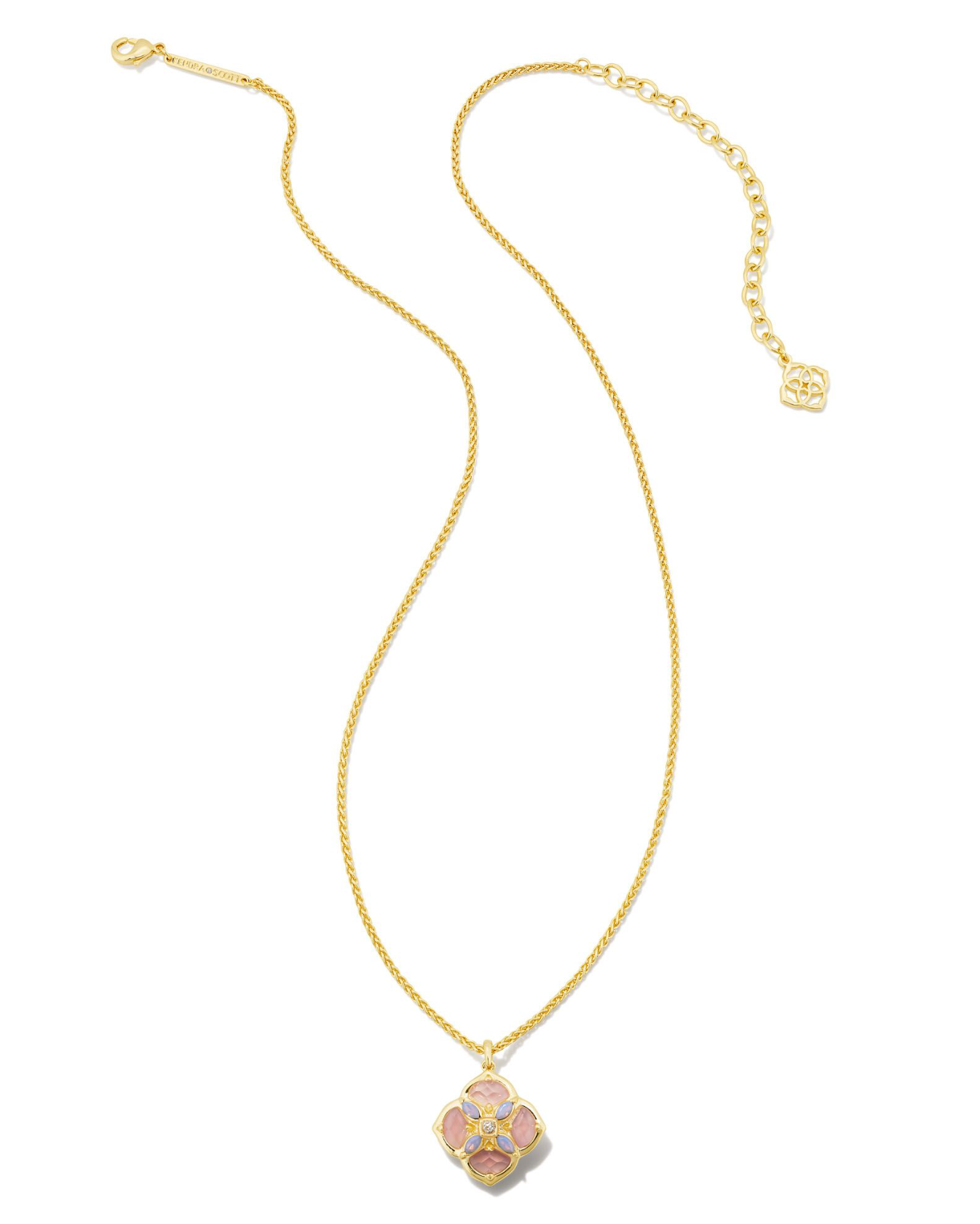 Load image into Gallery viewer, KENDRA SCOTT Dira Stone Gold Short Pendant Necklace in Pink Mix - The Street Boutique 
